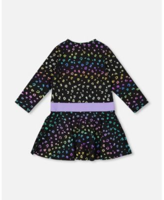 Big Girls Jersey Dress Multicolor Leopard Print