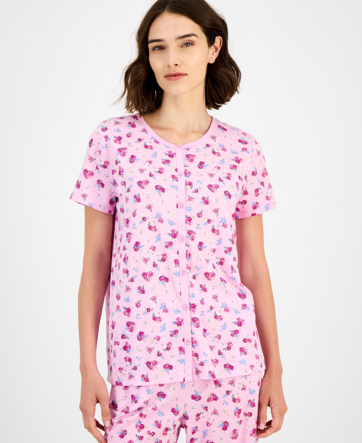 Charter Club Women's 2-pc. Cotton Printed Cropped Pajamas Set, Created For Macy's In Multi