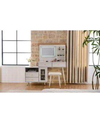 Makeup Vanity Desk with Mirror & Lights Drawers & Cabinet