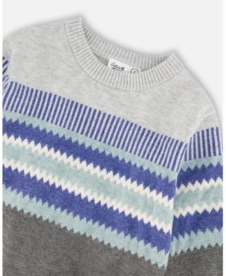 Baby Boys Knitted Jacquard Sweater Dark Gray