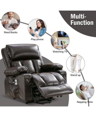 Power Electric massage lift lounge chair, suitable for the elderly, with heating and vibration functions,Fleece leather with USB, can be used for lying down. BROWN