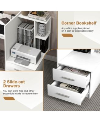 Computer Desk Home Office with Bookshelf and Drawers