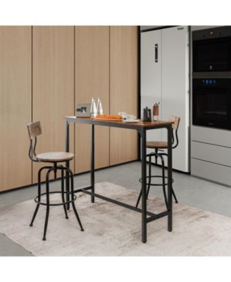 48 Inch Industrial Pub Dining Table with Steel Frame