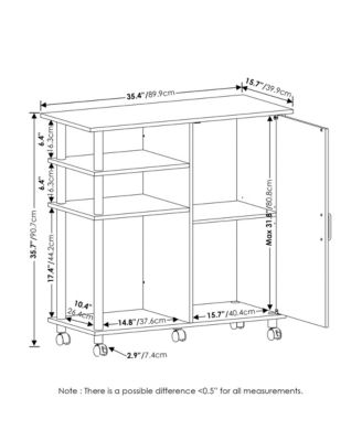 4-Tier Utility Kitchen Island Cart with Cabinet and Lockable Wheels, White Oak