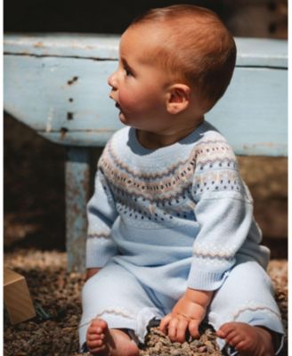 Baby Boy Knitted Jacquard Romper Light Blue - Baby