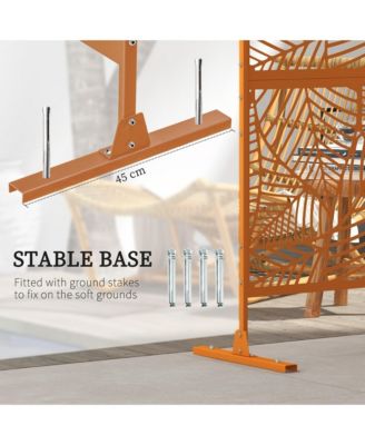 Metal Privacy Screen 6.5' Outdoor Divider Leaf Motif,