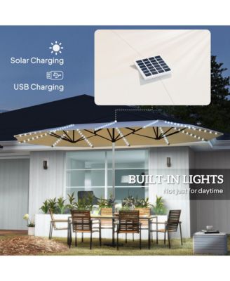 15ft Patio Umbrella Solar Lights UPF50+ Outdoor Umbrella