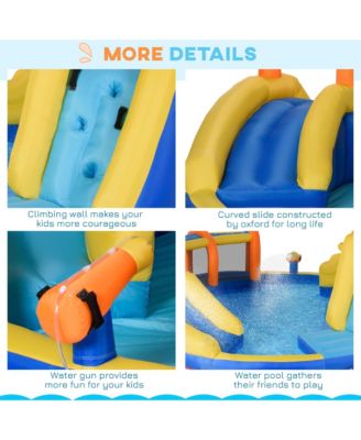 Inflatable Water Slide with Pool Gun Basket Climbing Wall with 750W Inflator