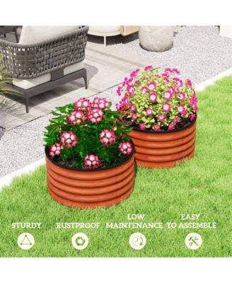 Raised Garden Beds Set of 2 Galvanized Metal Planter Boxes