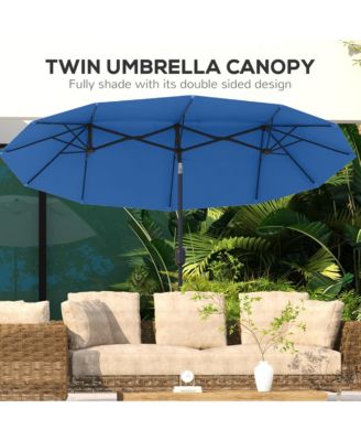9.5' Double-sided Patio Umbrella with Push Button Tilt,