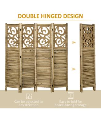 5.5' 4 Panel Room Divider, Double Hinged Privacy Screens,