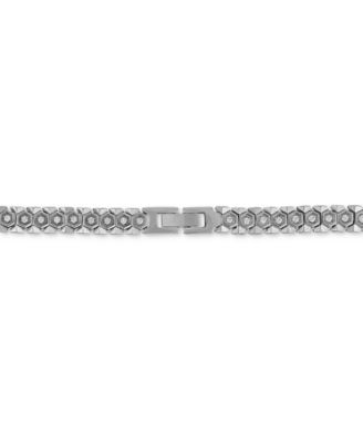 Cubic Zirconia Honeycomb Link 24" Necklace in Black IP Stainless Steel, Exclusively at Macy's 