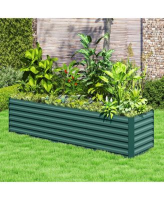 8x2x1ft Galvanized Raised Garden Bed Large Elevated Planter Box for Outdoor Gardening