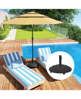 Round Patio Umbrella Base with Wheels, 44 lbs Resin Umbrella Sd