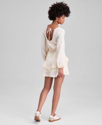 Women's Embroidered Blouson-Sleeve Fit & Flare Dress