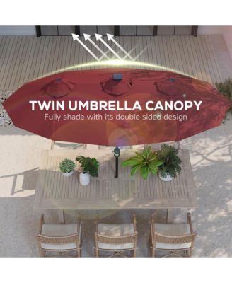 9.7' Double-sided Patio Umbrella with Tilt, Wine