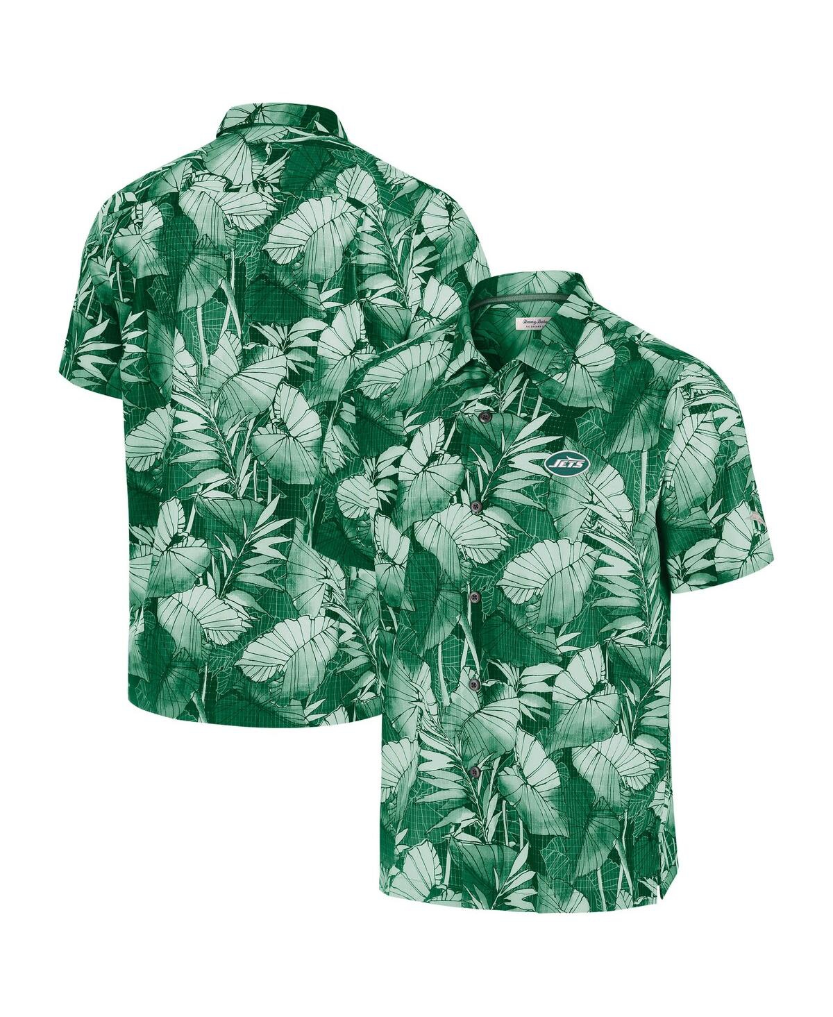 Men's Green New York Jets Big Tall Coast Nuevo Fronds IslandZone Button-Up Shirt - Green