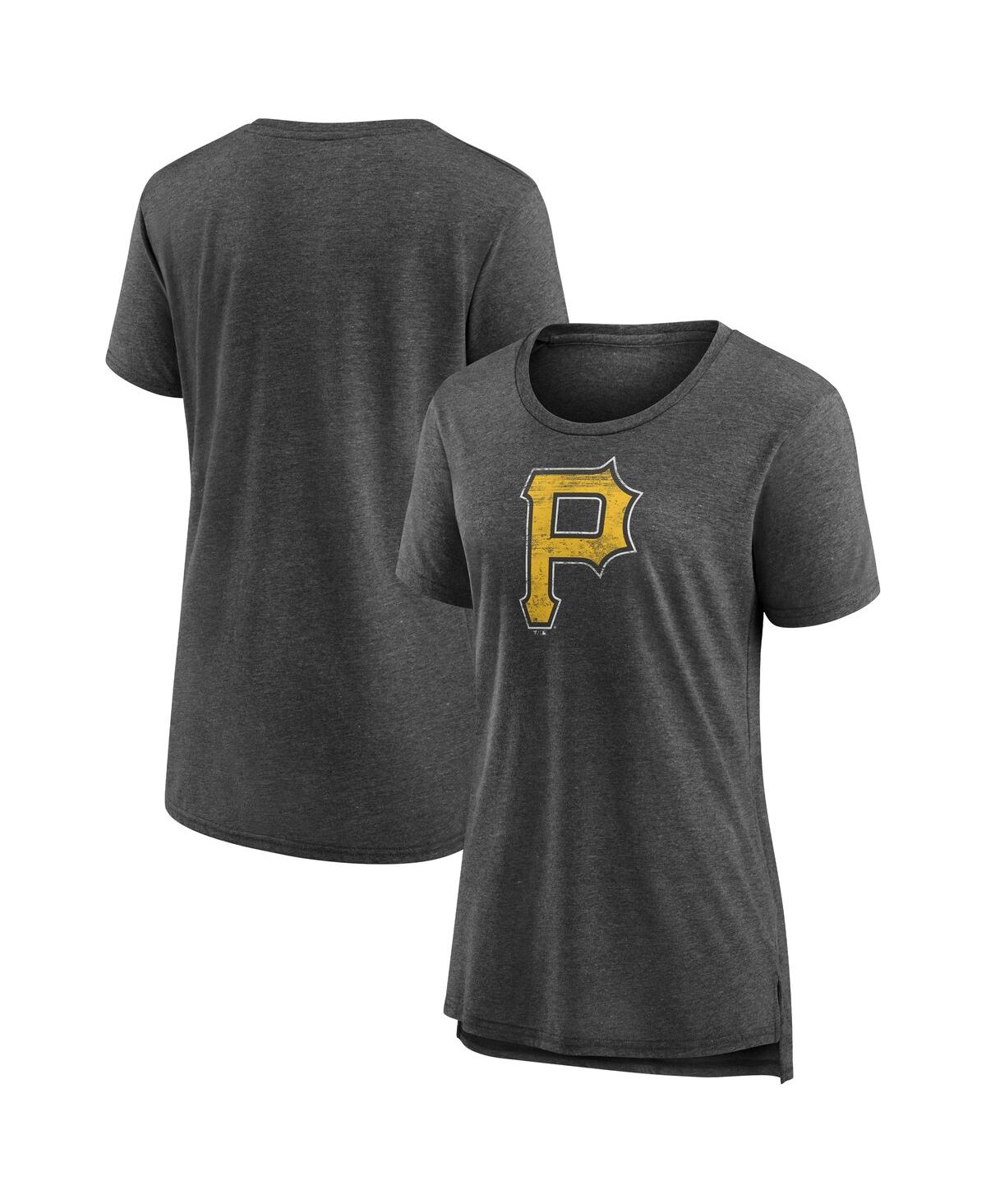 Women's Gray Pittsburgh Pirates Weathered Logo Tri-Blend T-Shirt - Gray