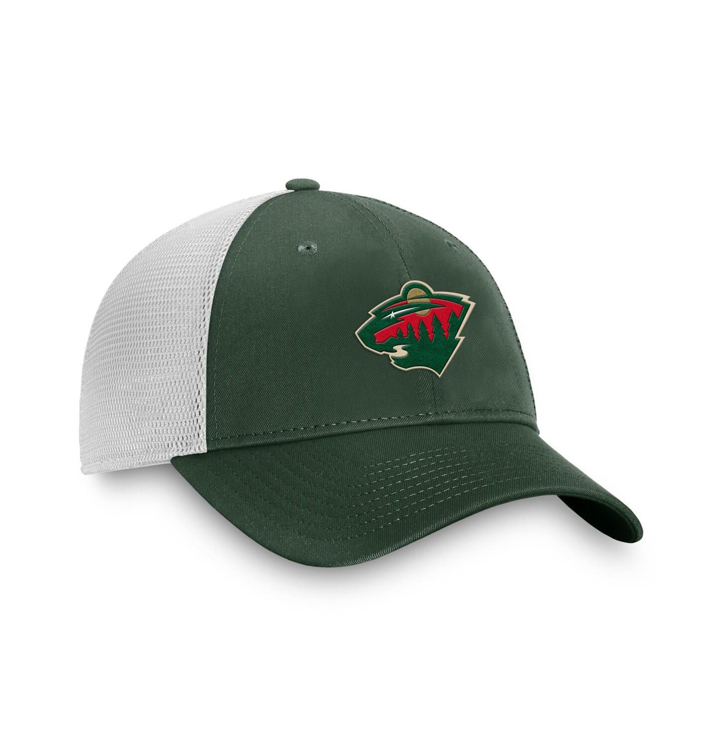 Мужская кепка Fanatics Green/White Minnesota Wild Core Primary Logo Trucker Adjustable Hat — фото 3