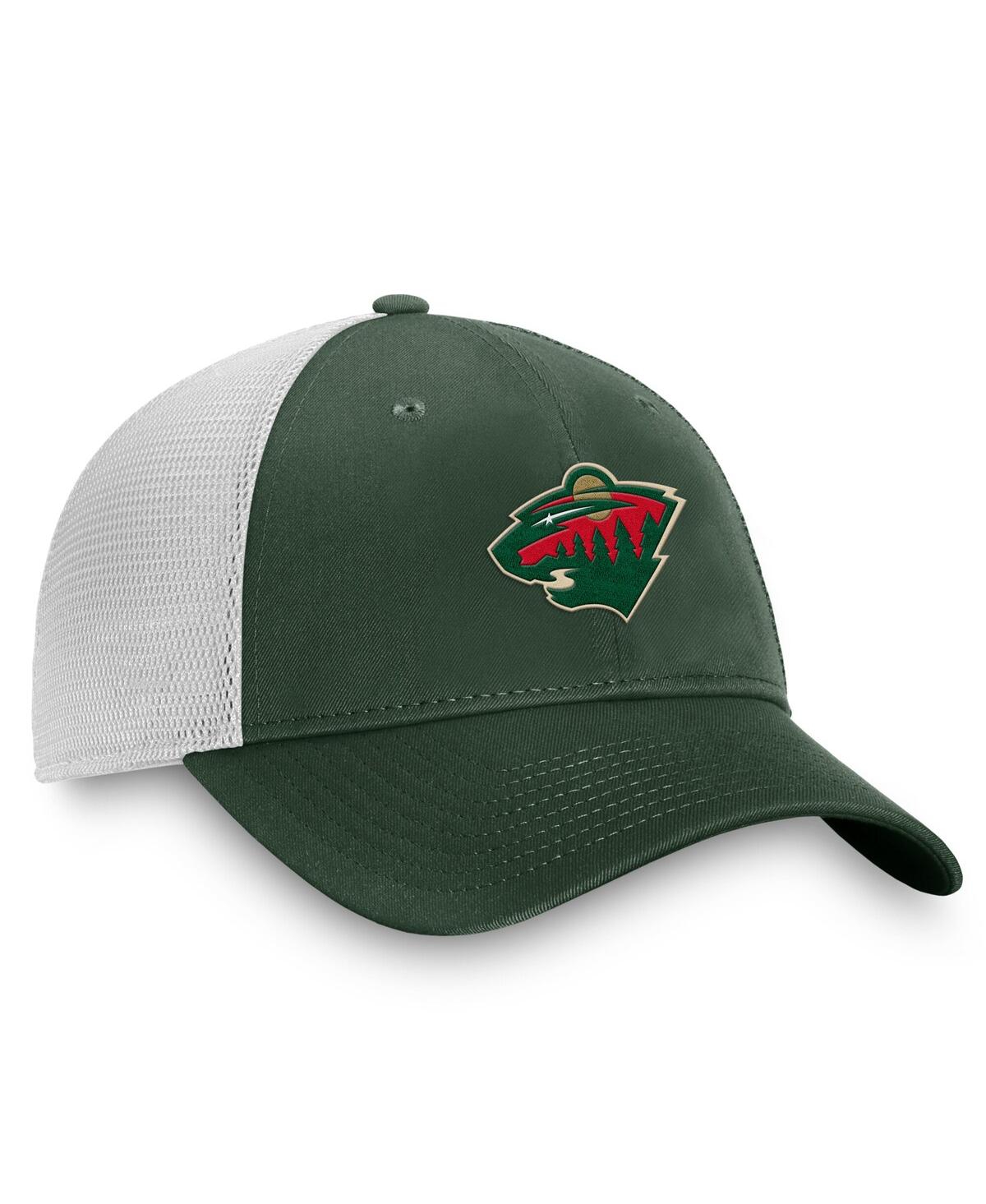 Fanatics Men's Green/white Minnesota Wild Core Primary Logo Trucker Adjustable Hat In Multi
