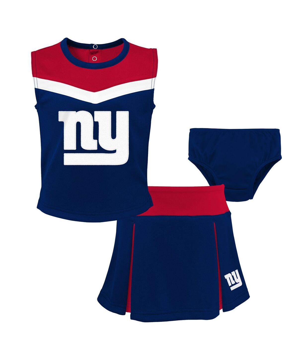 Outerstuff Girls Toddler 2-piece Royal New York Giants Spirit Cheer Cheerleader Bloomers Set In Blue