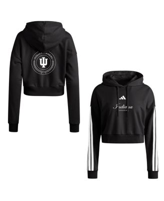 adidas - Women's Black Indiana Hoosiers Campus Queen Cropped Pullover Hoodie