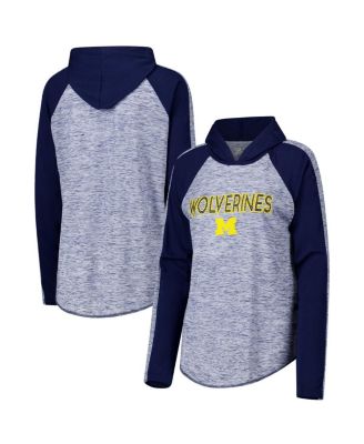 G-III 4Her by Carl Banks - Women's Navy Michigan Wolverines Underdog Bling Raglan Long Sleeve Hoodie T-Shirt