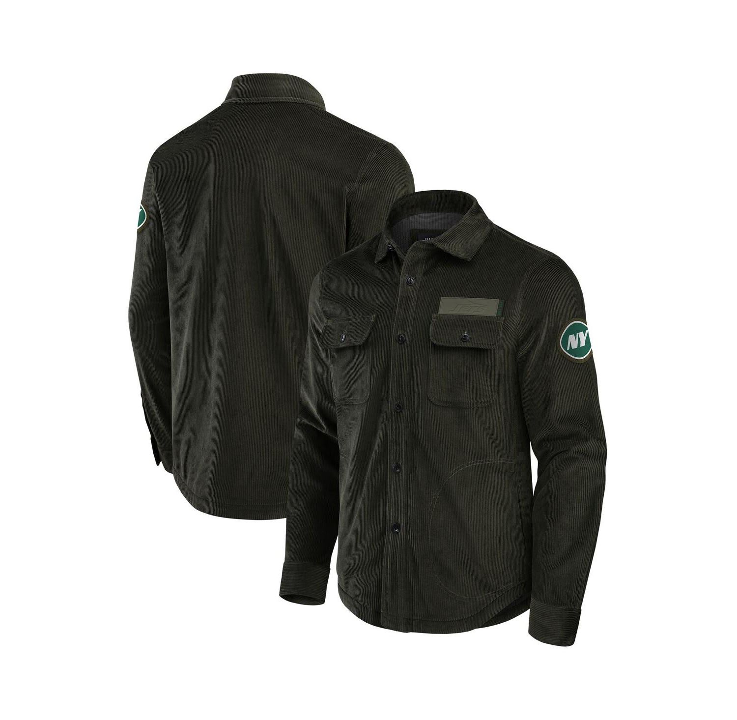 Men's Dark Green New York Jets Corduroy Full-Button Shacket