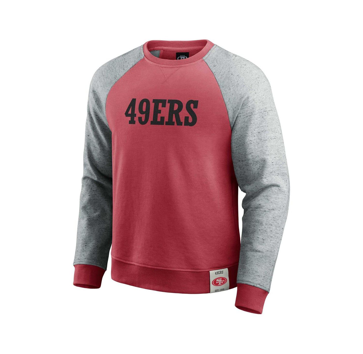 Men's Scarlet/Heather Gray San Francisco 49ers Color Block Pullover Sweatshirt