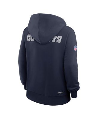 Women's Navy Dallas Cowboys Sideline Initial Home&nbsp;Performance Pullover Hoodie