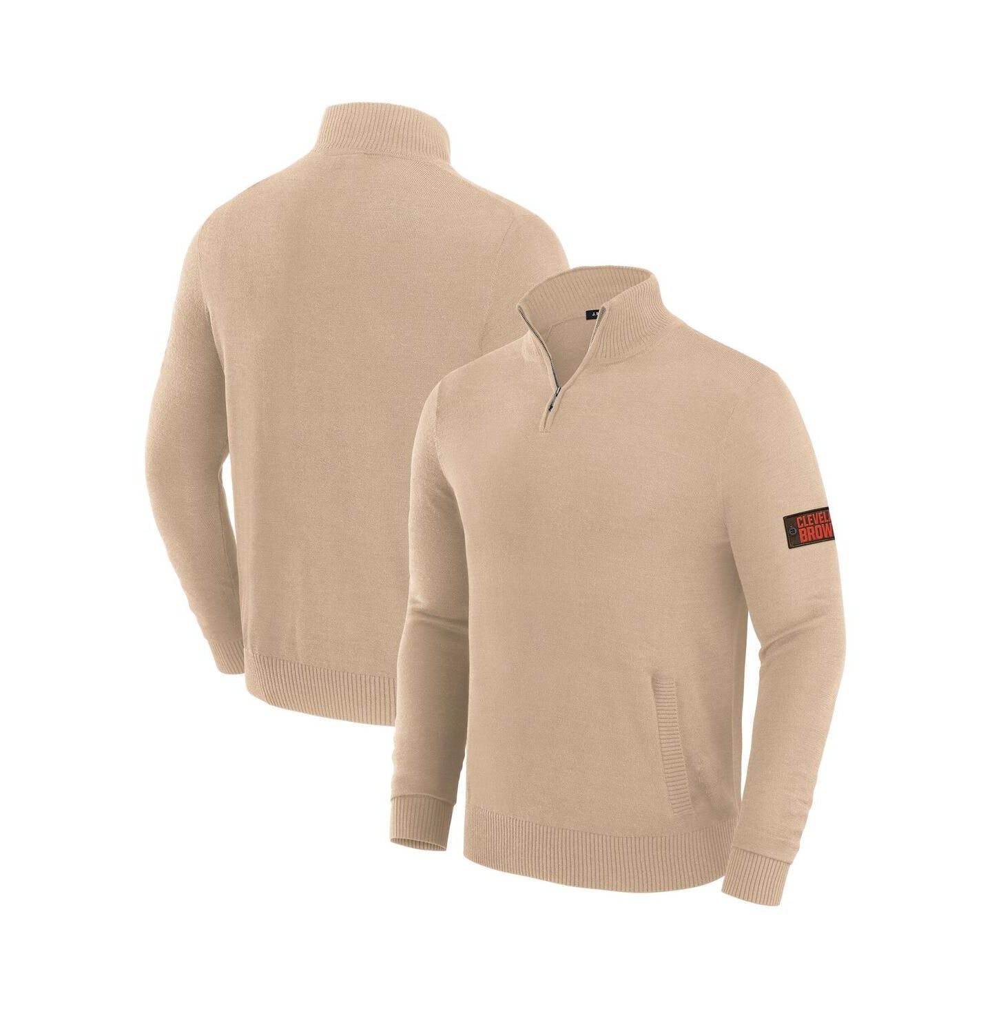 Мужской свитер J. Palmer Tan Cleveland Browns Franchise Quarter-Zip — фото 1
