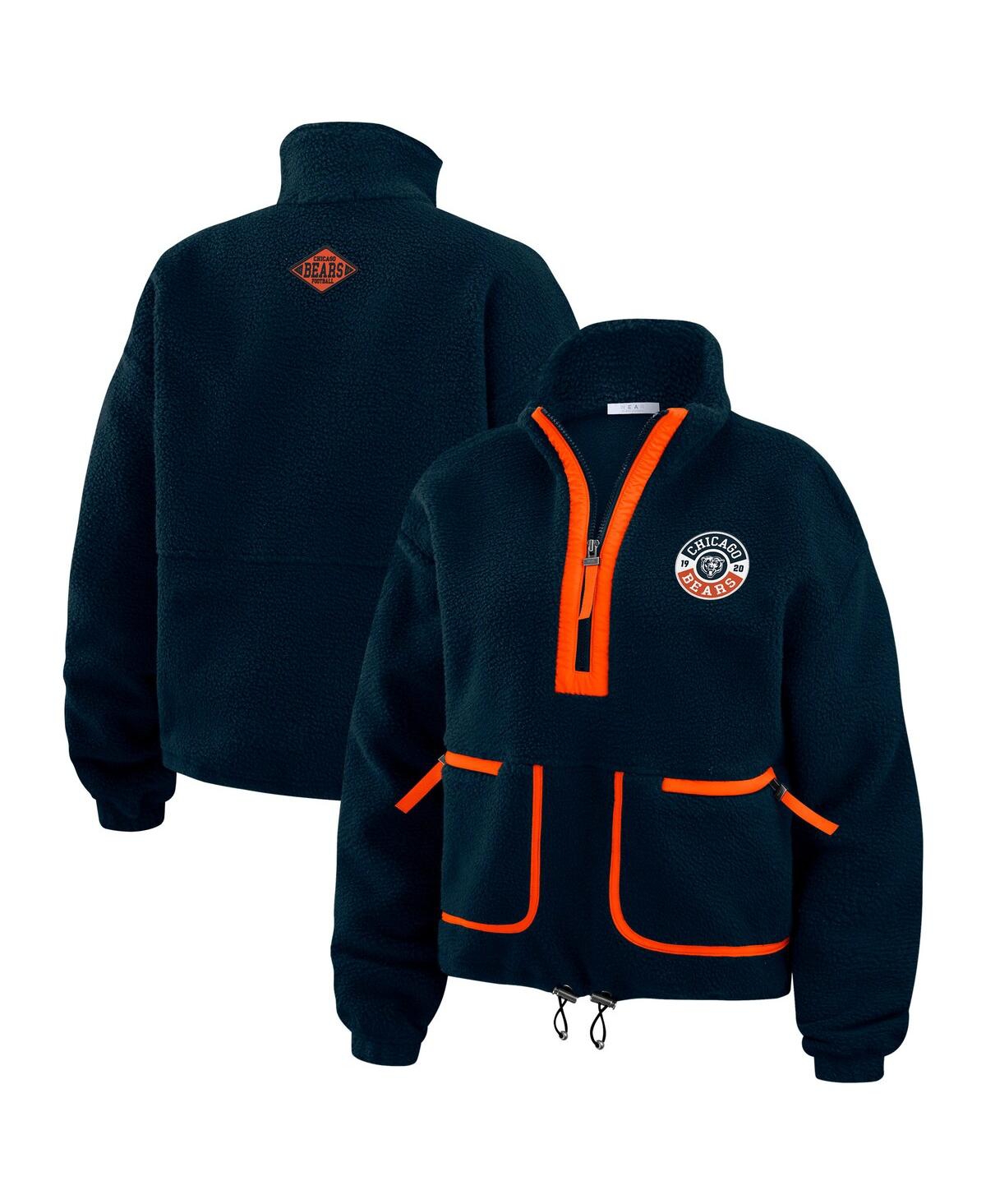 Women's Navy Chicago Bears Polar Fleece Half-Zip Jacket - Navy