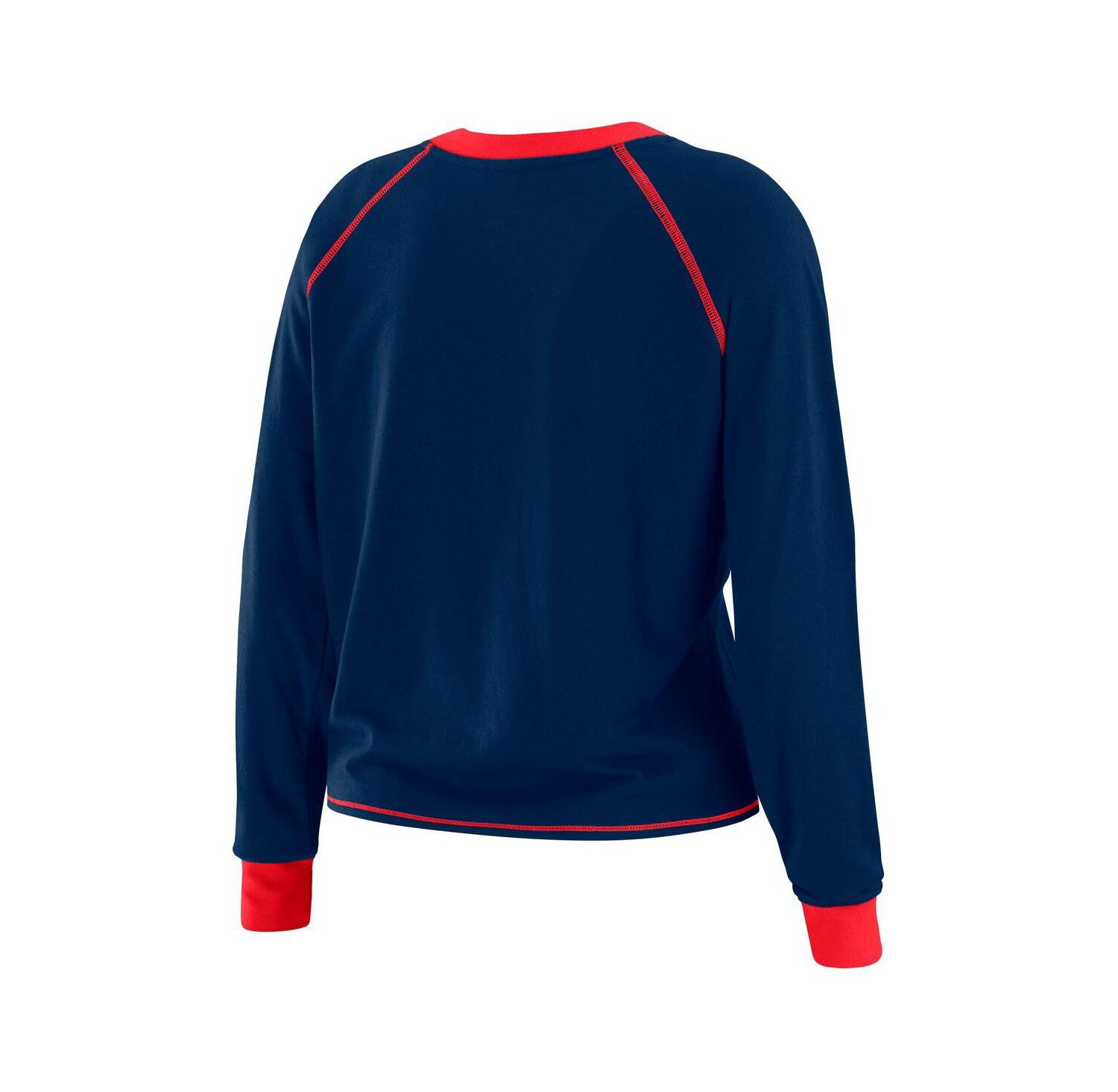 Women's Navy/Red New York Giants Tie-Front Long Sleeve Top