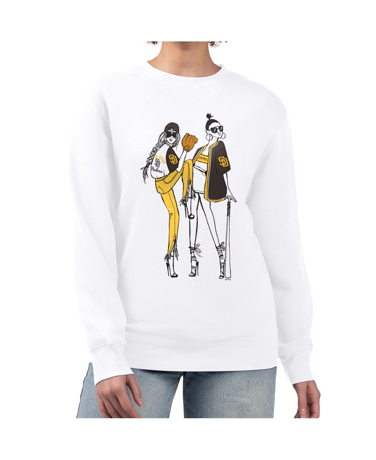 G-iii 4her By Carl Banks Women's White San Diego Padres Baseball Girls Fleece Pullover Sweatshirt