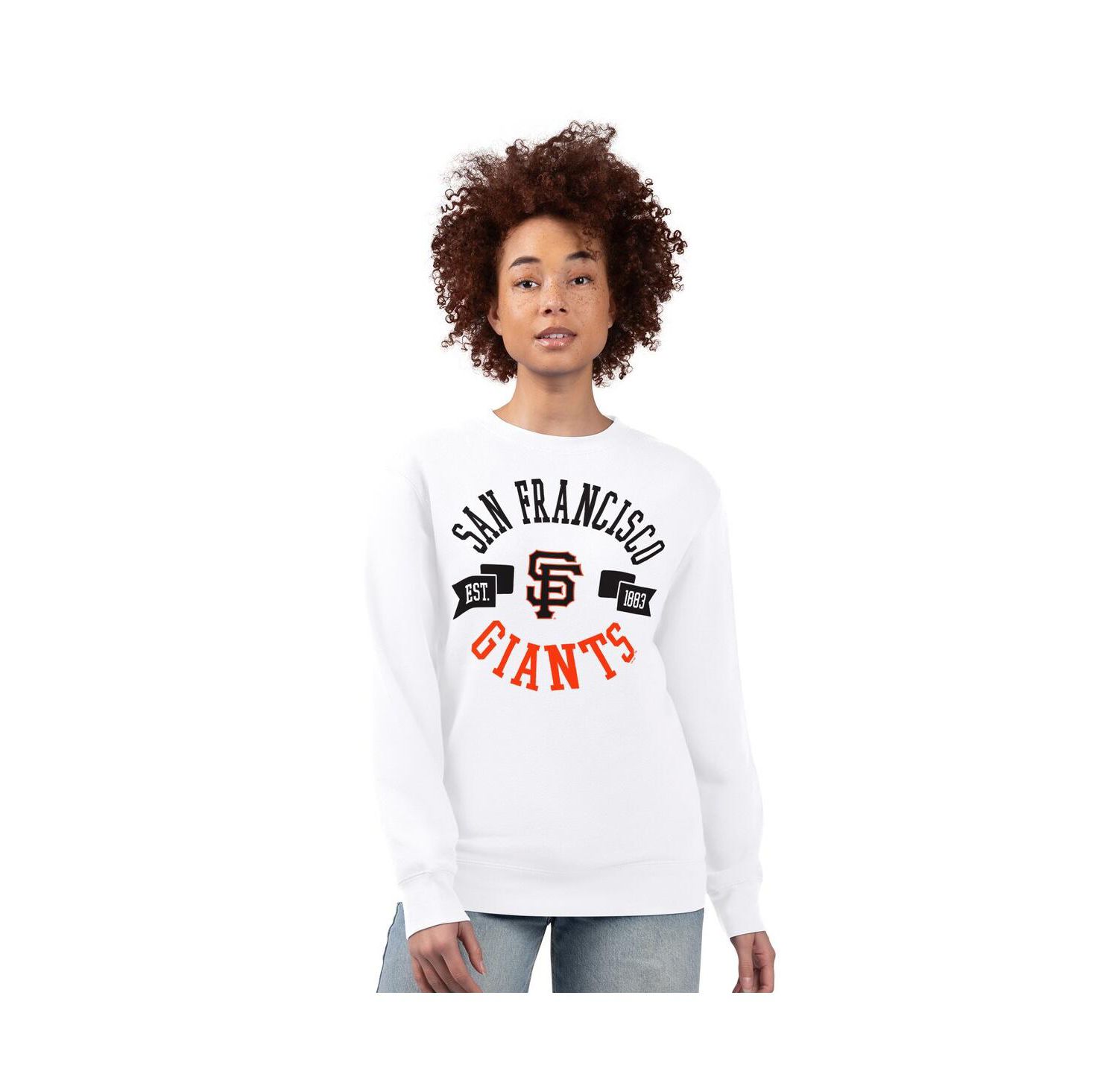 Women's White San Francisco Giants Team Logo Fleece Pullover Sweatshirt