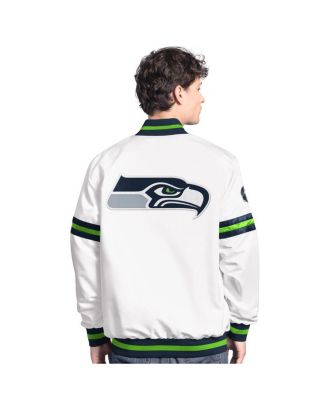 Men's White Seattle Seahawks Scout Full-Snap Varsity Jacket