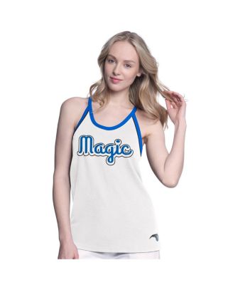 G-III 4Her by Carl Banks - Women's White Orlando Magic Curveball Racerback Scoop Neck Slub Tank Top
