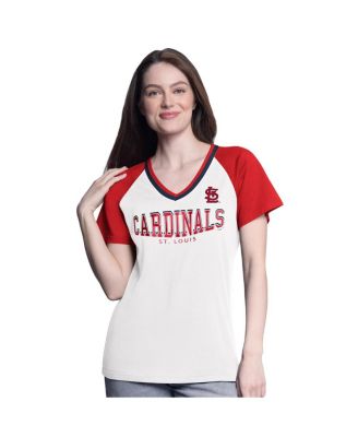 G-III 4Her by Carl Banks - Women's White/Red St. Louis Cardinals Ball Park Raglan V-Neck T-Shirt