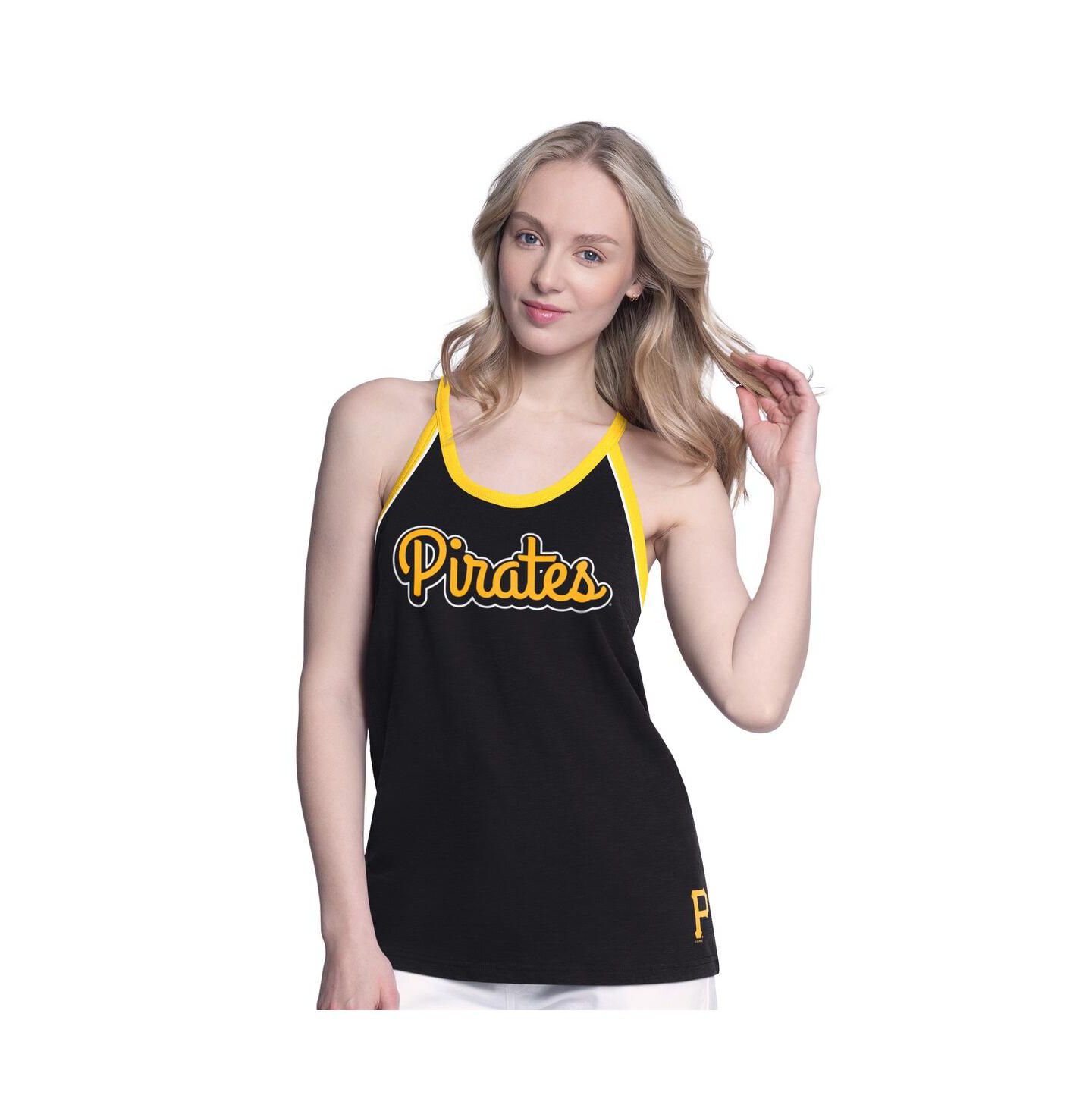 Женский топ G-III 4Her by Carl Banks Black Pittsburgh Pirates Curveball Racerback — фото 1