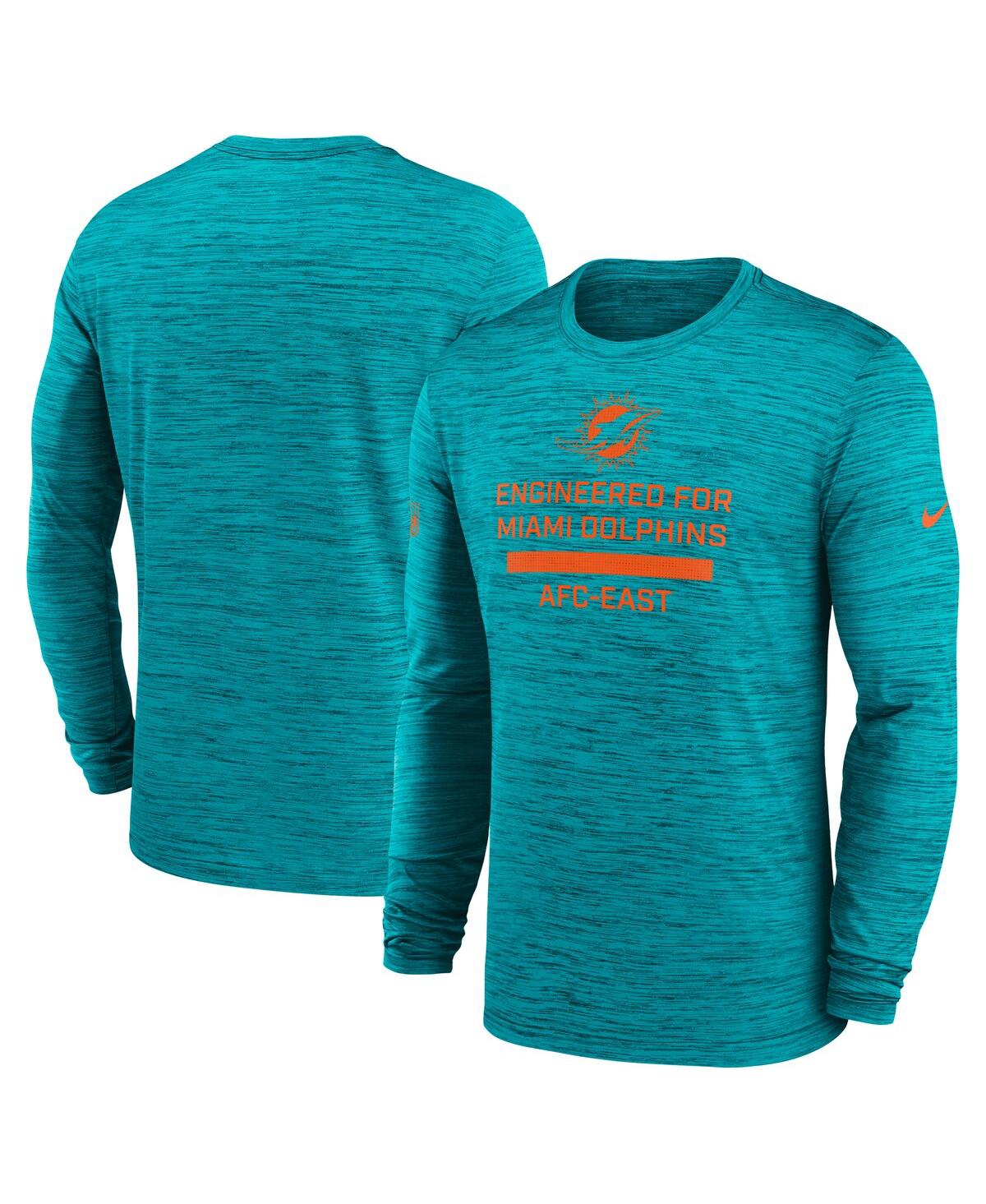 Men's Aqua Miami Dolphins Sideline Velocity Performance Long Sleeve T-Shirt - Aqua