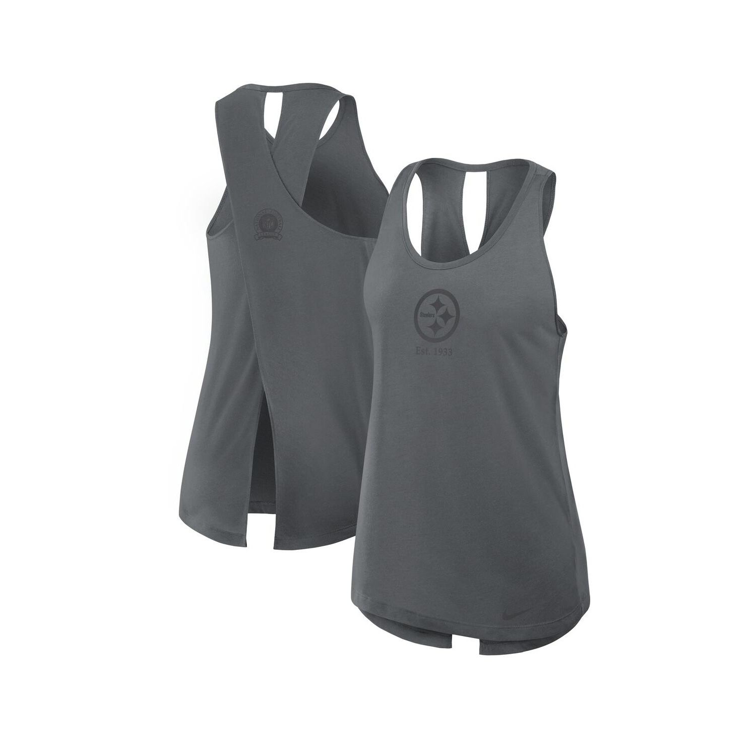 Women's Gray Pittsburgh Steelers Glory Crisscross Performance Tank Top