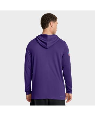 Men's Purple Minnesota Vikings Sideline Pure Fury Performance Long Sleeve Hoodie T-Shirt
