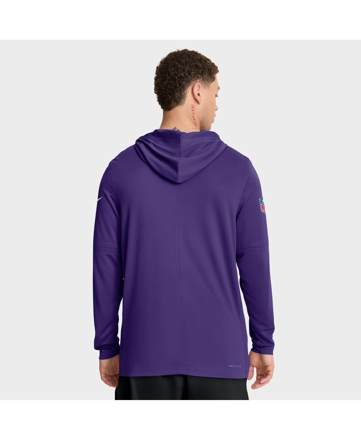 Nike Purple Minnesota Vikings Sideline Pure Fury Performance Long Sleeve Hoodie T-shirt In Purple