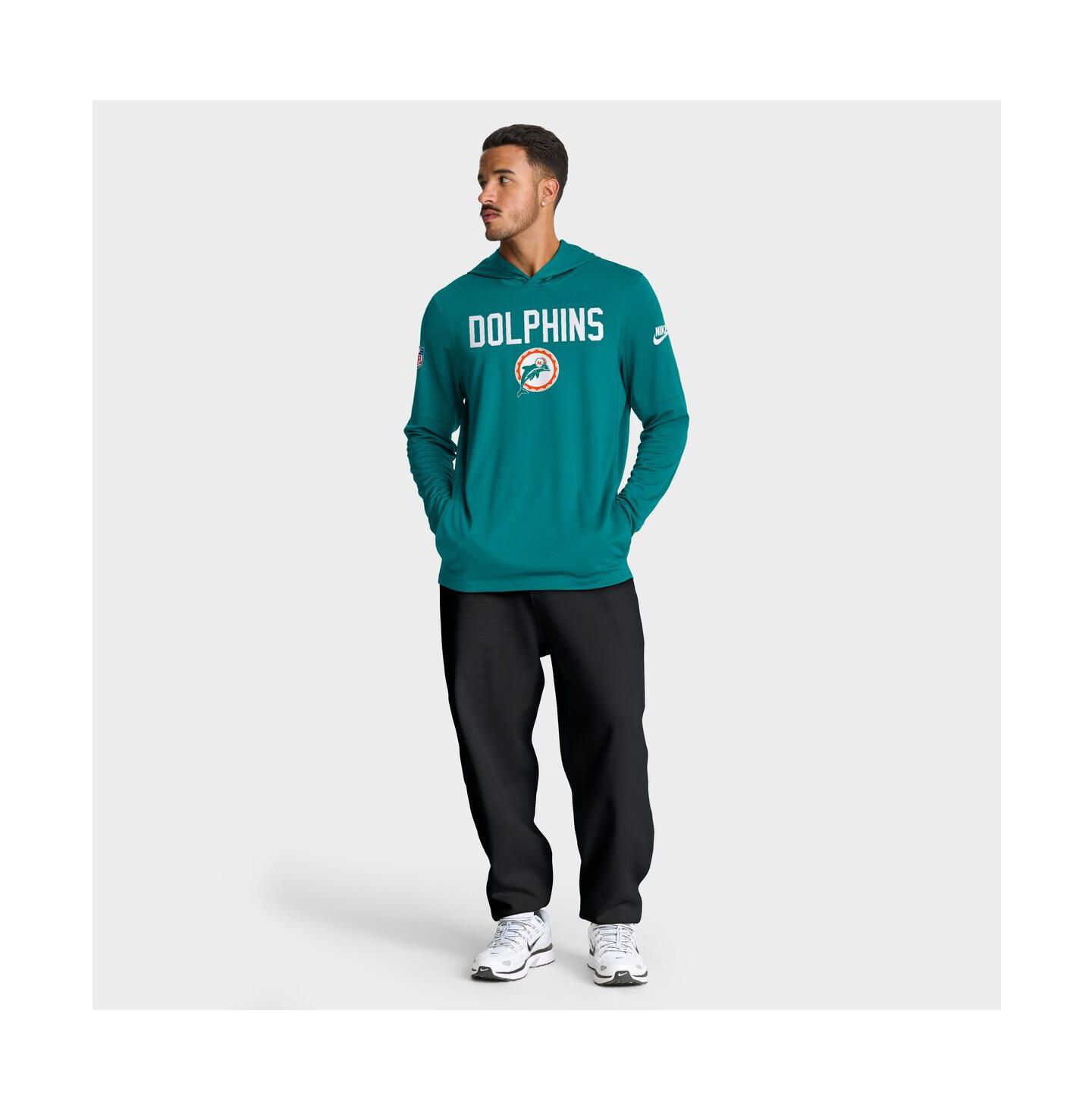 Мужские худи Nike Aqua Miami Dolphins Alt Pack Pass Accuracy Performance Long Sleeve T-Shirt — фото 3