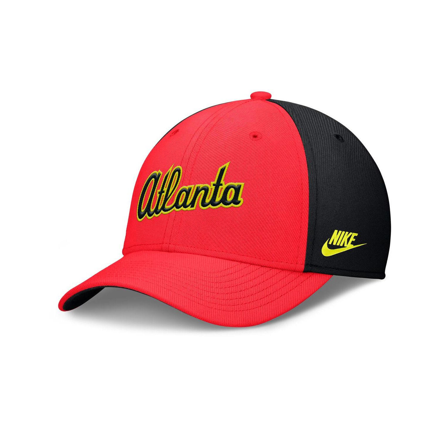 Men's Crimson/Black Atlanta Braves Neon 90s Rise Swoosh Flex Hat
