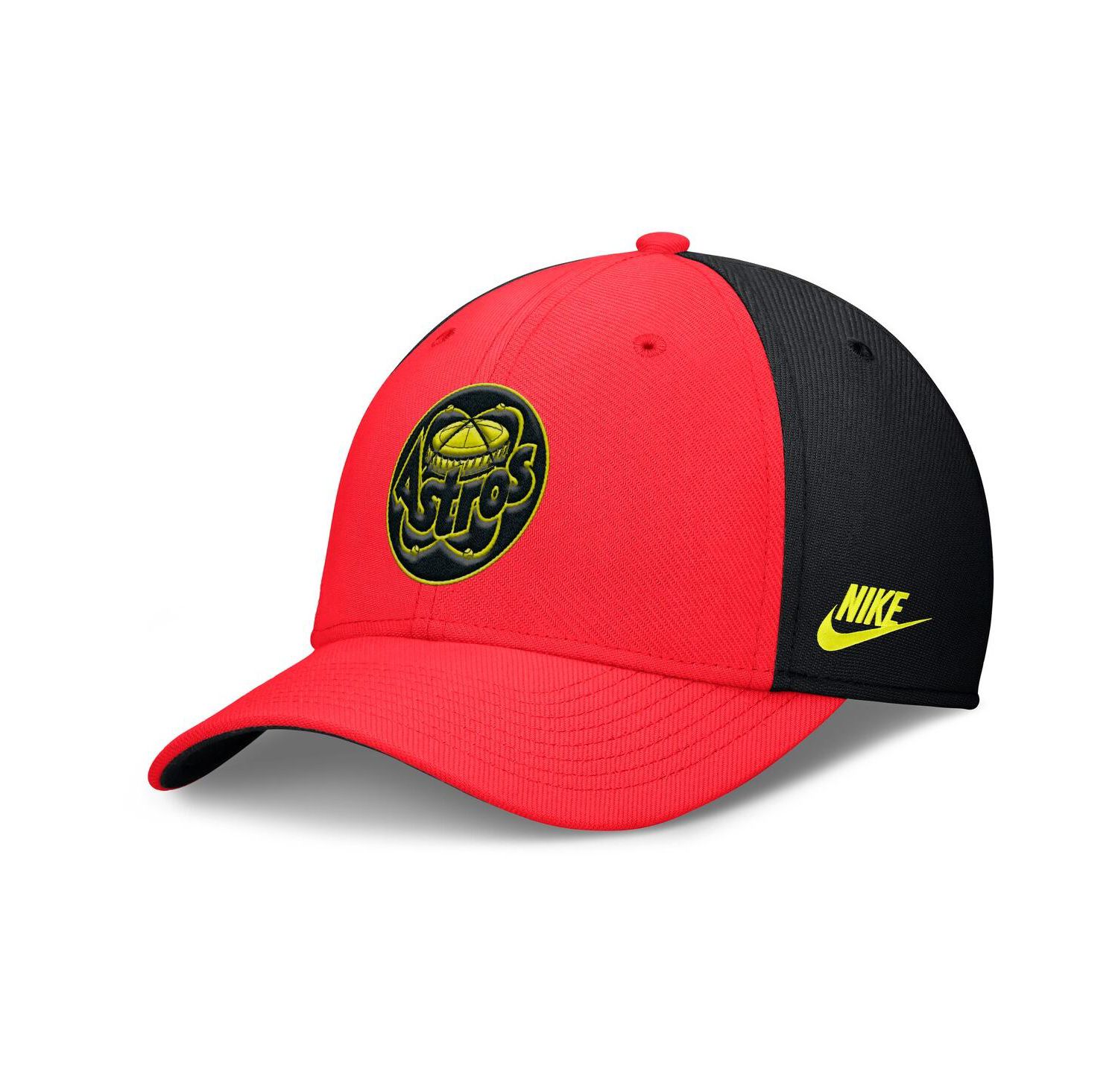 Men's Crimson/Black Houston Astros Neon 90s Rise Swoosh Flex Hat