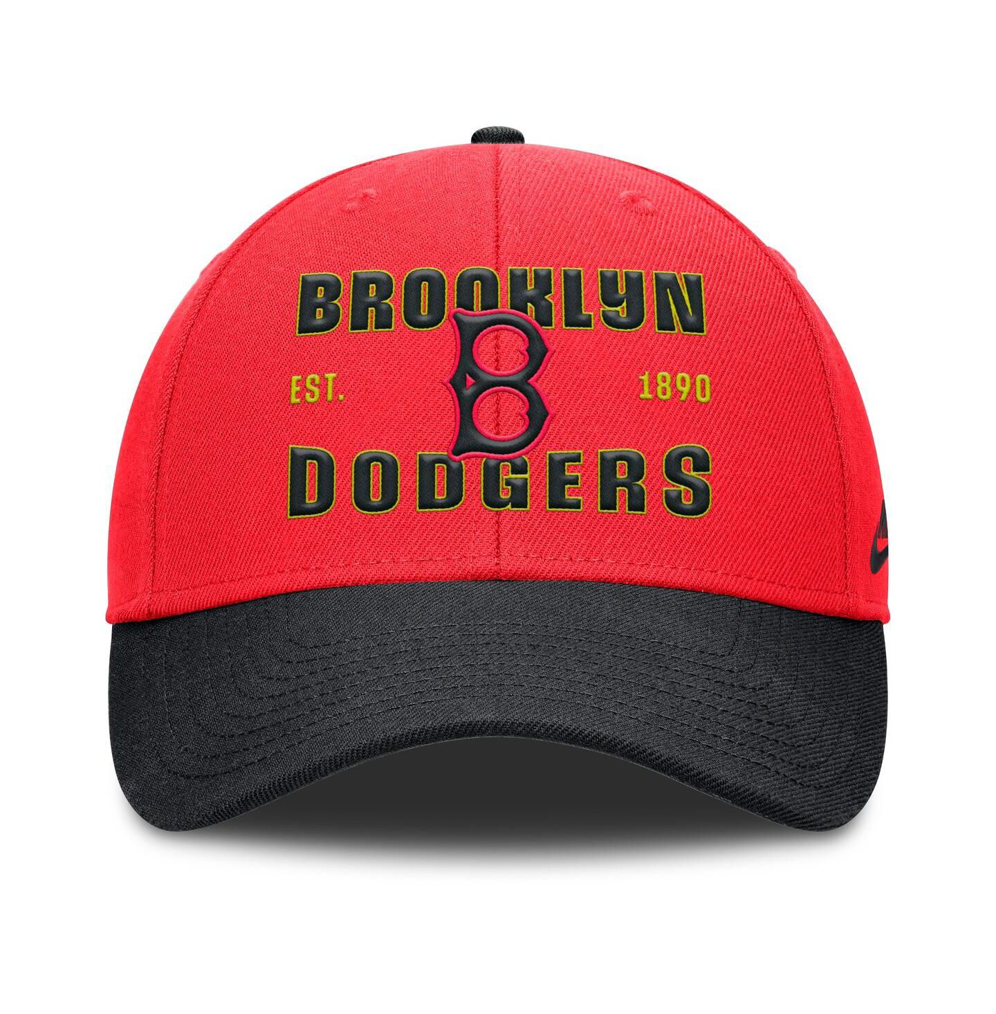 Мужская кепка Nike Crimson/Black Brooklyn Dodgers Cooperstown Collection Neon 90s Rise Adjustable Hat — фото 2