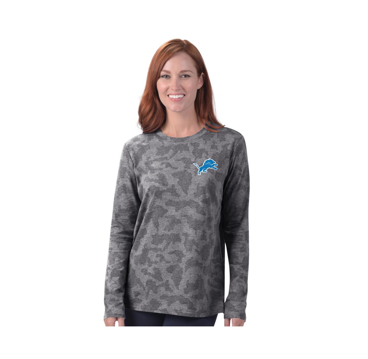 Women's Grey Detroit Lions Camo Performance Long Sleeve T-Shirt