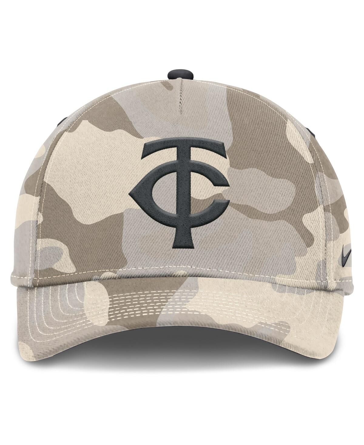 Nike Natural Minnesota Twins Camo Pack Rise Adjustable Hat In Brown