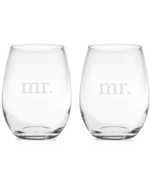 Mr & Mrs Stemless Wine Glasses Set of 2
